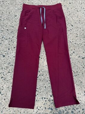 Women’s FIGS scrubs Drawstring Cargo Pants - Burgundy- straight leg